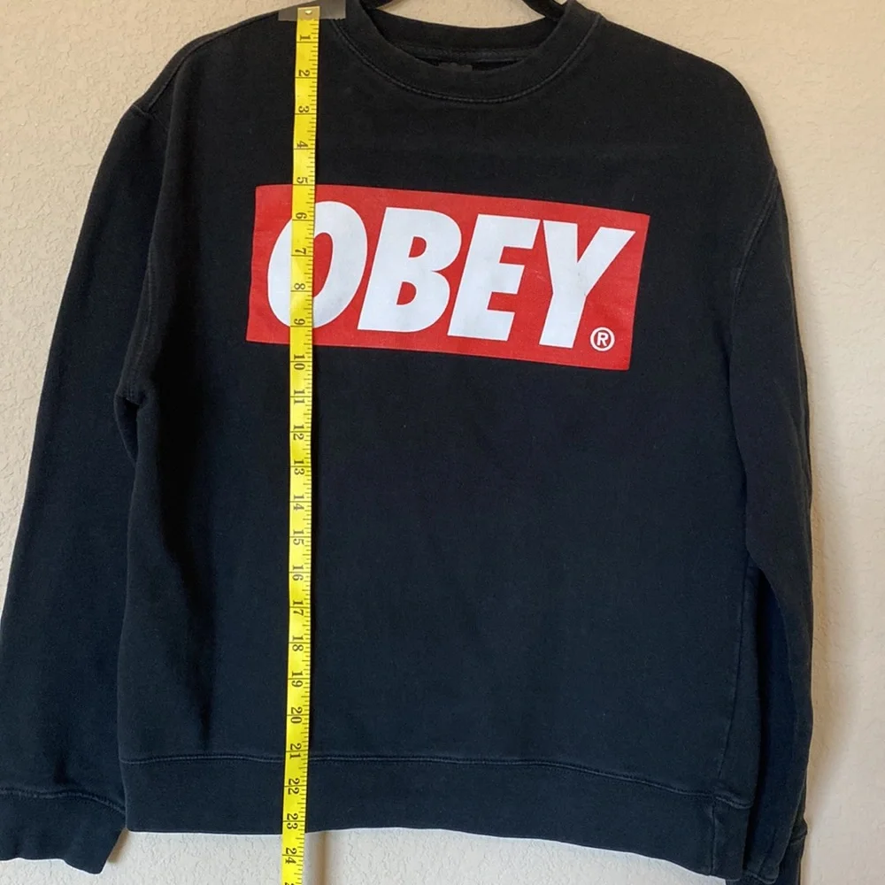 Obey Black Crewneck Sweater with Red Logo - Picture 8 of 9
